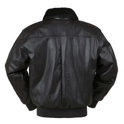Blouson Bomber Homme Vintage en Similicuir - Col Fourrure Amovible