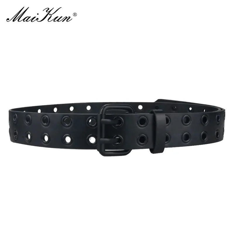 Ceinture Femme en Cuir PU Noir avec Boucle à Piquet et Trous d'Échappement – Ceinture de Taille Punk Gothique, Style Harajuku, Accessoire Tendance - BLACKBEARD OUTDOOR INDUSTRIES