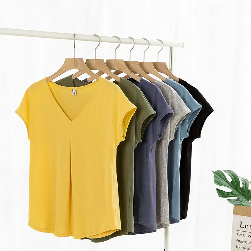 T-Shirt Femme Grande Taille Col V – Coton Oversize Casual Été - BLACKBEARD OUTDOOR INDUSTRIES