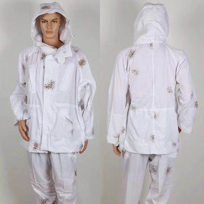 Combinaison Ghillie Neige Blanche Phenovo – Veste + Pantalon Camouflage Hiver | Chasse, Airsoft, Photo Animalier