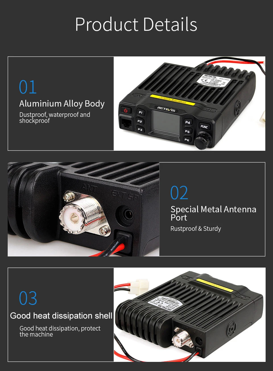 Retevis RT95 – Radio Mobile Bi-Bande VHF/UHF 25W | Transceiver Voiture, Camping, Base Station - BLACKBEARD OUTDOOR INDUSTRIES