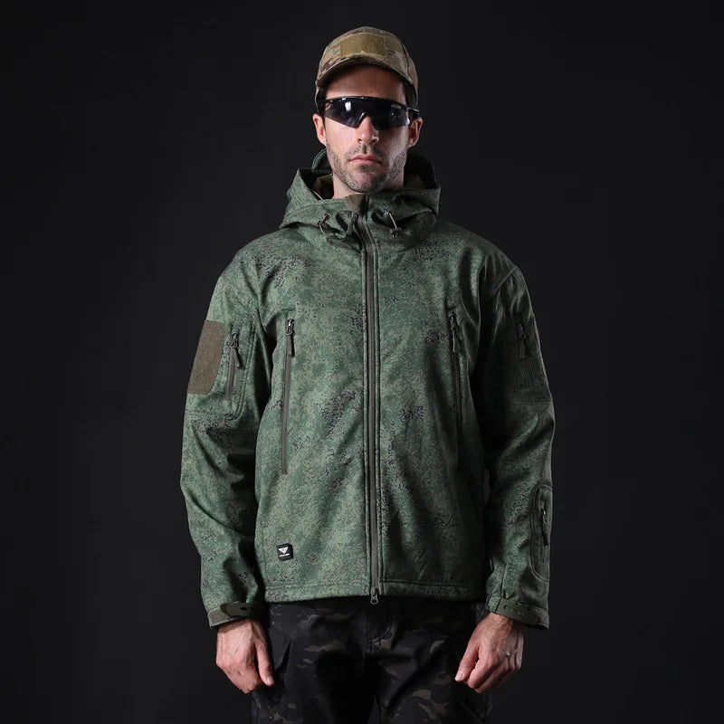 Outdoor TAD Men Military Tactical Hiking Jacket Lurker Shark Skin Softshell Outdoor Hunting Coat Hooded Multicam Camo Outerwear BLACKBEARD OUTDOOR INDUSTRIES