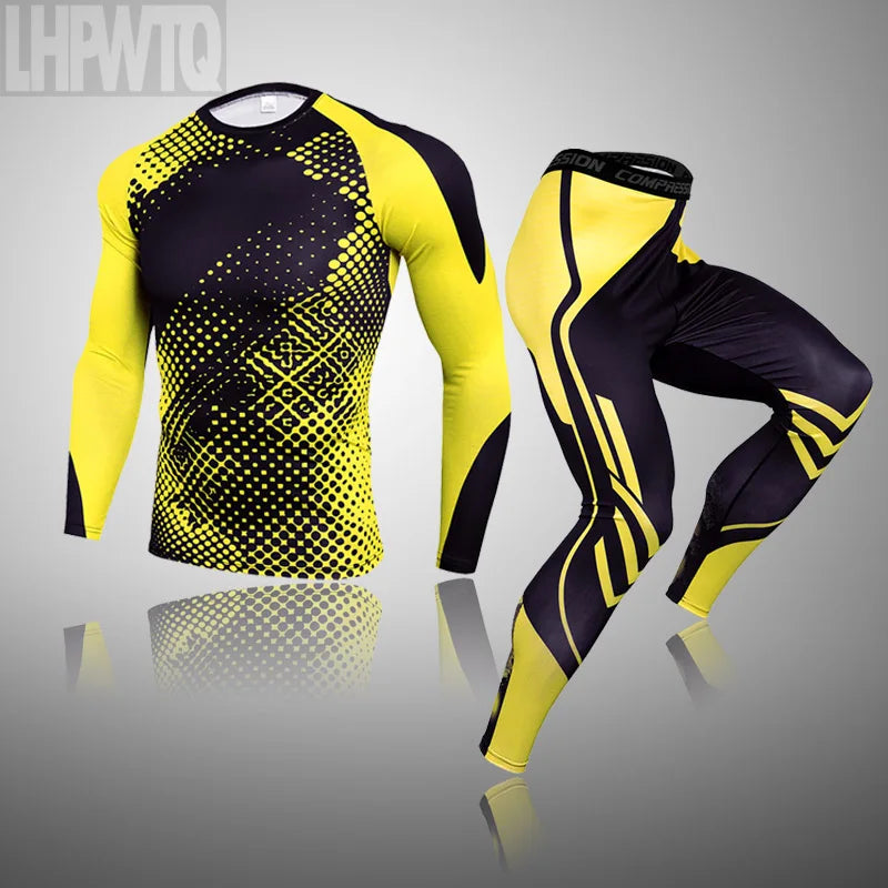 Ensemble thermique homme de compression, leggings et sous-vêtement sport