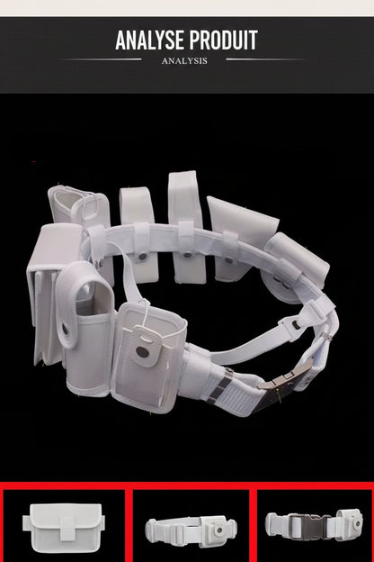 Ceinturon police blanc – Ceinture tactique en nylon, 8 pochettes + bandoulière, taille unique réglable - BLACKBEARD OUTDOOR INDUSTRIES