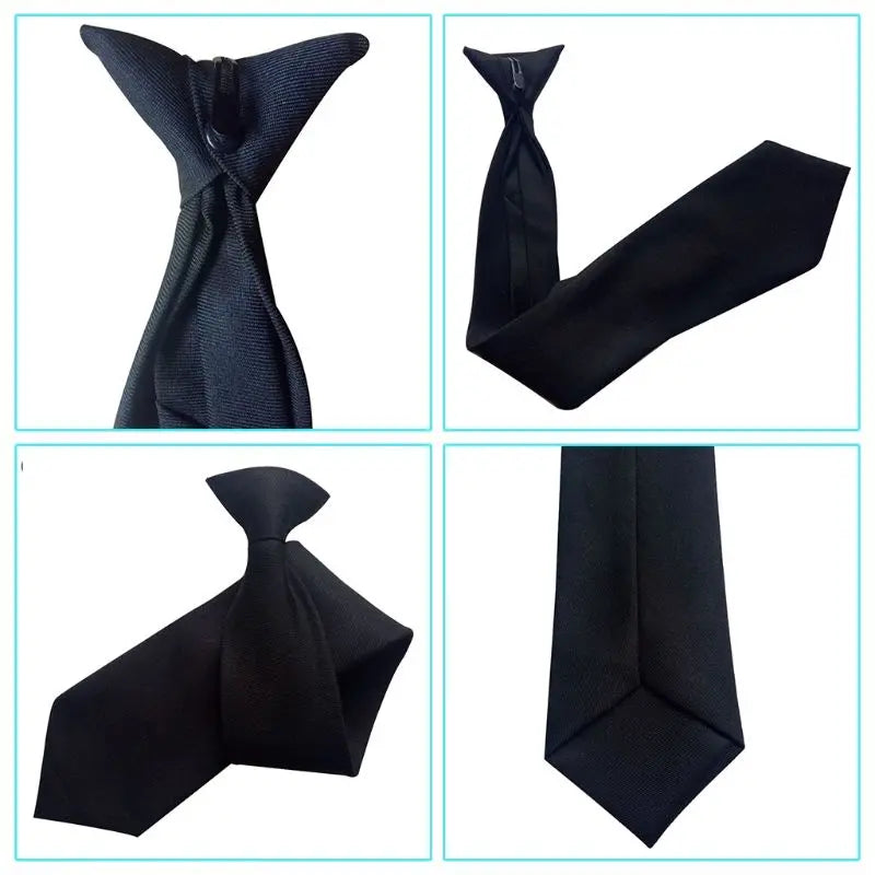 Cravate Clip-On Noire Satinee 50x8 cm – Cravate Professionnelle Anti-Agression pour Agents de Securite, Portiers et Personnel en Uniforme