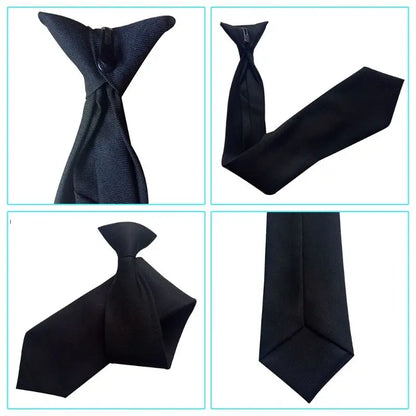 Cravate Clip-On Noire Satinee 50x8 cm – Cravate Professionnelle Anti-Agression pour Agents de Securite, Portiers et Personnel en Uniforme