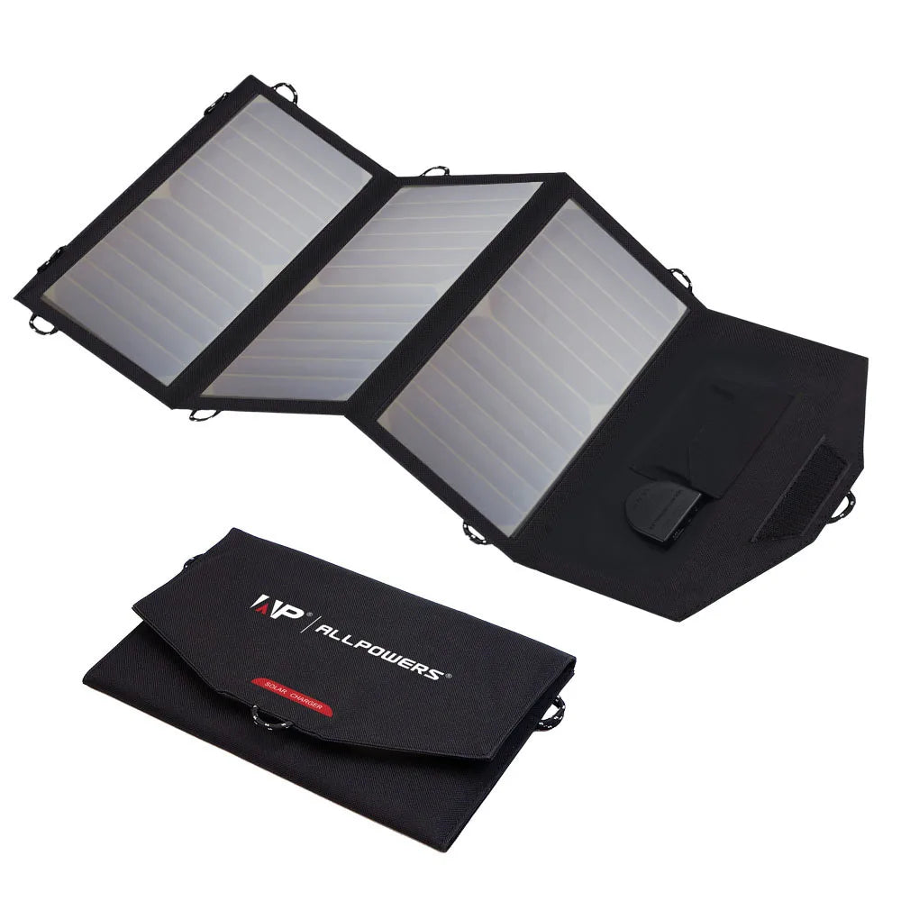 ALLPOWERS Chargeur Solaire Pliable 21W avec Batterie 10000mAh – USB-C / USB-A / Type-C – Étanche & Ultra-Efficace - BLACKBEARD OUTDOOR INDUSTRIES