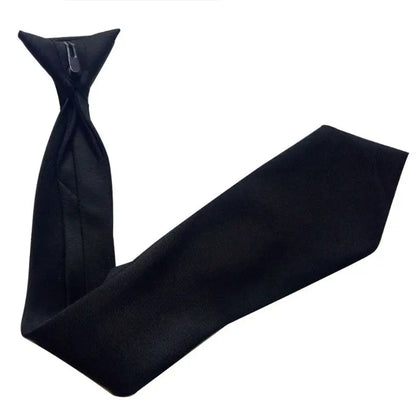 Cravate Clip-On Noire Satinee 50x8 cm – Cravate Professionnelle Anti-Agression pour Agents de Securite, Portiers et Personnel en Uniforme