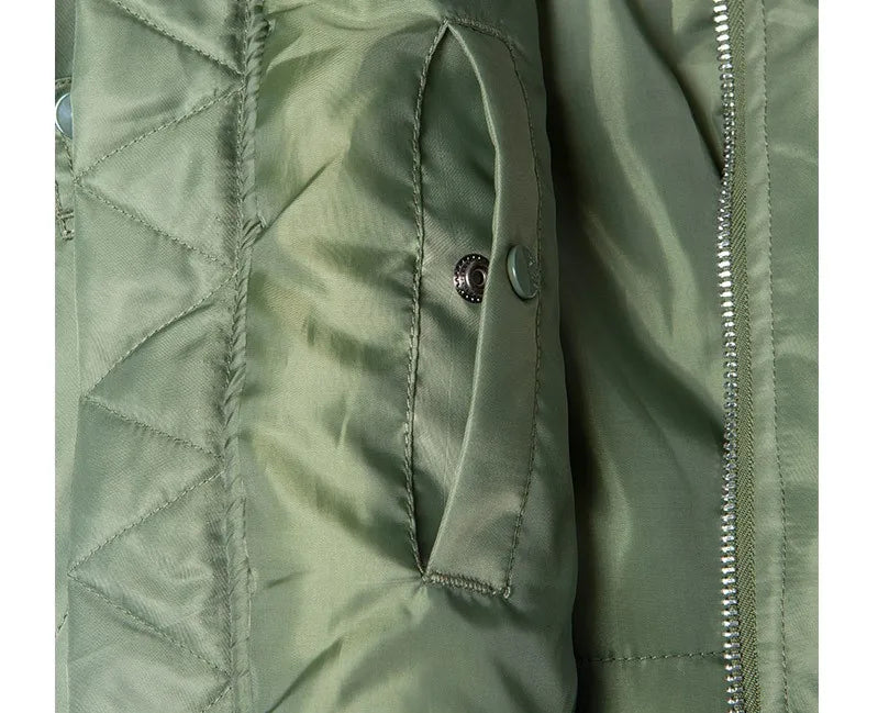 Veste Bombardier Homme B-15 – Col Fourrure Hiver Style Militaire • Épaissie • Nylon Déperlant • Inspirée WW2 - BLACKBEARD OUTDOOR INDUSTRIES