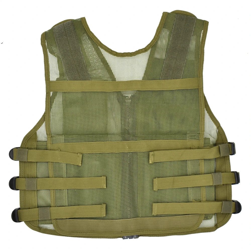 Gilet Tactique MOLLE Mesh Respirant – 6 Poches, Holster Pistolet, Chasse Airsoft Randonnée