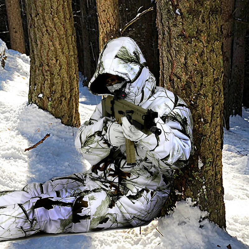 Tenue Camouflage Hiver Chasse Ghillie Suit Thermique – Polyester, Neige & Forêt | Pêche, Airsoft | T.44-54