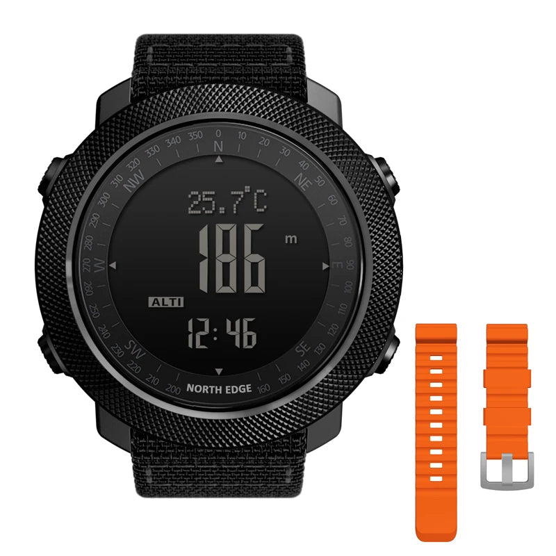 NORTH EDGE APACHE 3 Montre Digitale Sportive pour Homme - Altimètre, Baromètre, Boussole, Thermomètre, Résistante à l'Eau 50m BLACKBEARD OUTDOOR INDUSTRIES
