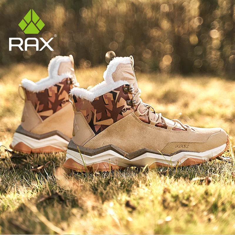 Chaussures Randonnée Montantes Hiver Fourrées Imperméables – Cuir Véritable Semelle Caoutchouc – Unisexe – 39 à 46