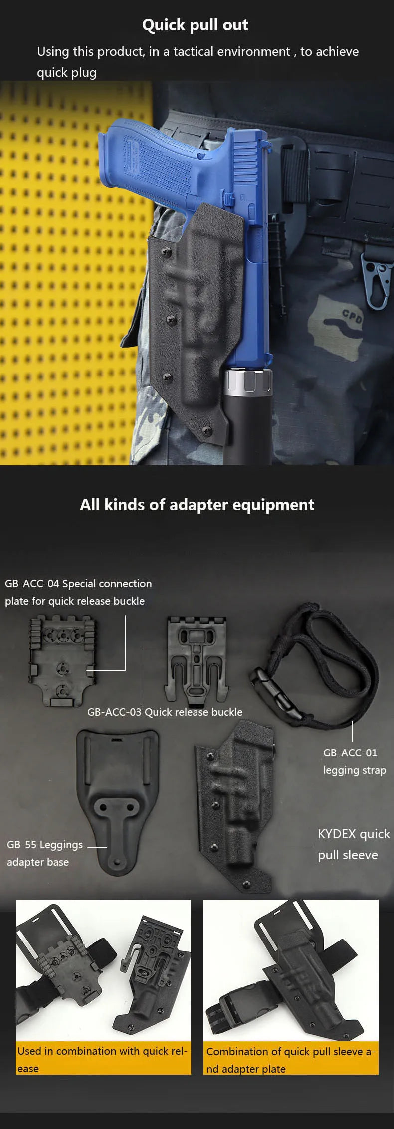 Holster Tactique KYDEX pour Pistolet avec Système de Retrait Rapide et Support pour Lampe X300 – Compatible Beretta M9, CZP-01, SP-01, FNX-45 et Plus - BLACKBEARD OUTDOOR INDUSTRIES