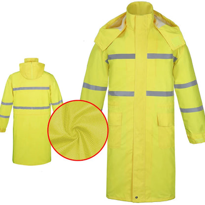 Imperméable Long Réfléchissant Unisexe – Hivizi Étanche • Respirant • Séchage Rapide • Capuche Escamotable - BLACKBEARD OUTDOOR INDUSTRIES