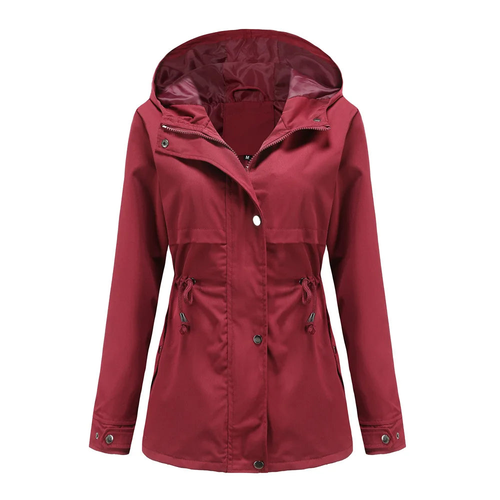 Veste coupe-vent femme à capuche et poches