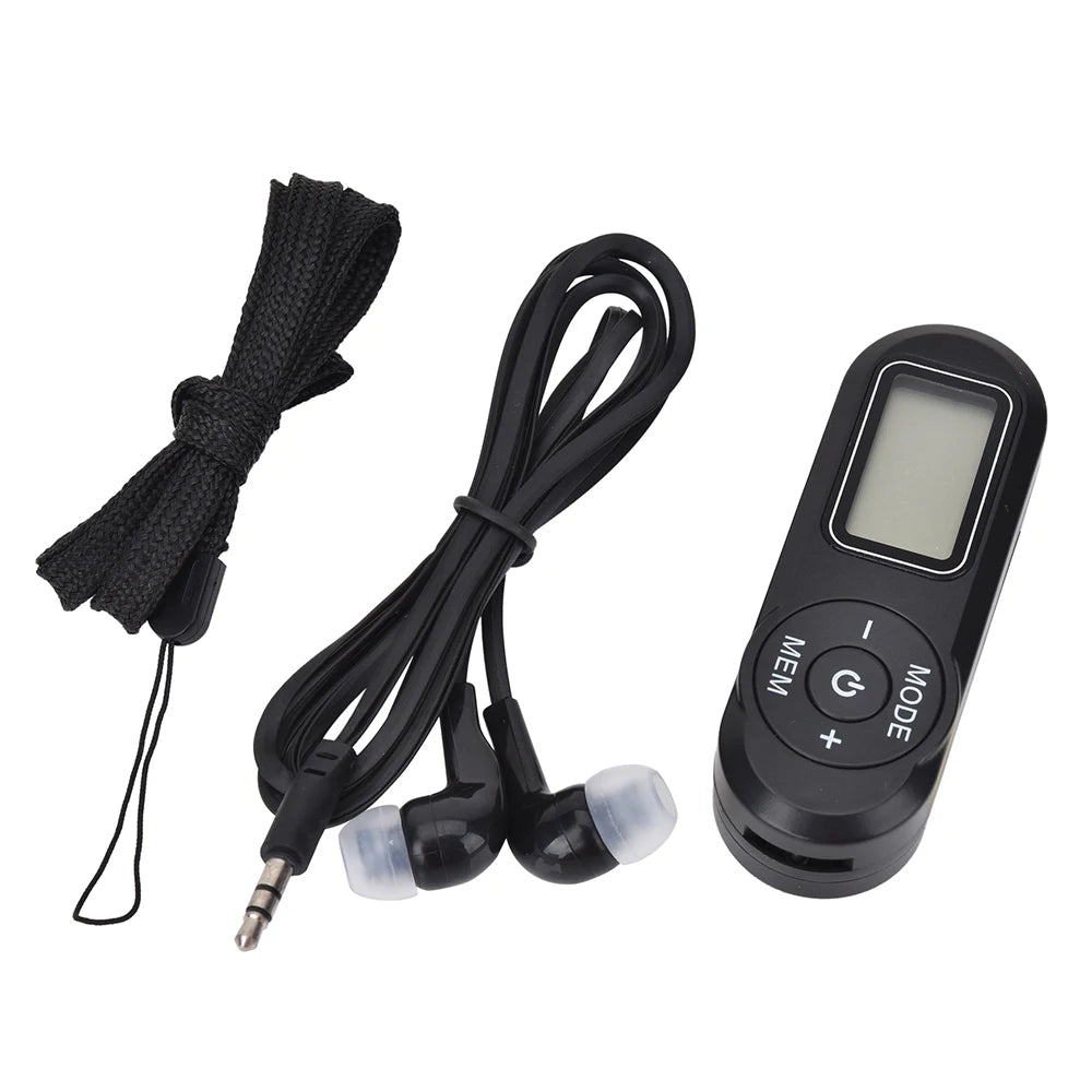 Digital Pocket FM Radio FM:64-108MHz Portable FM Radio Receiver with LCD Display Neck Lanyard 3.5mm Headphone Ma boutique