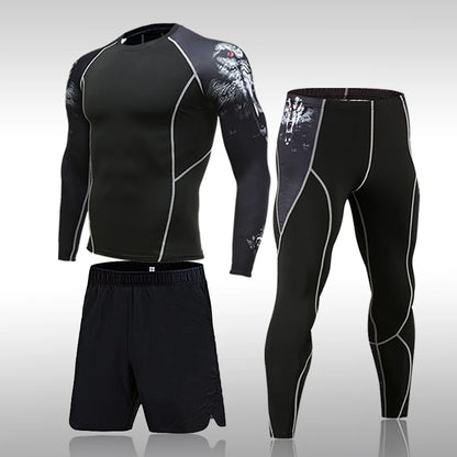 Ensemble de compression homme 2 ou 3 pièces, MMA et fitness