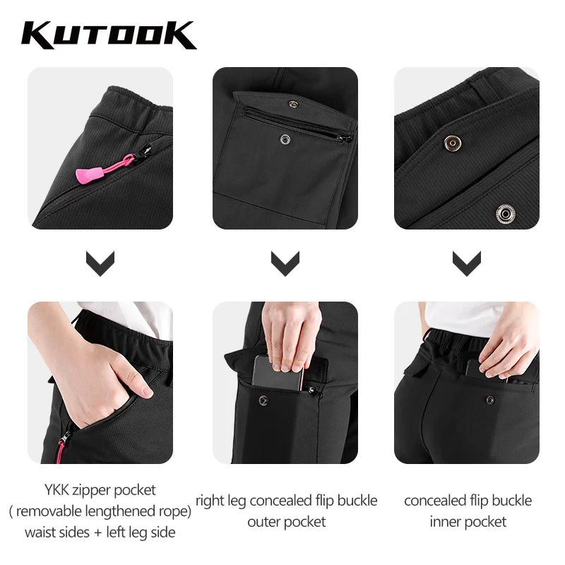 Pantalon de randonnée femme softshell doublé polaire, déperlant et coupe-vent