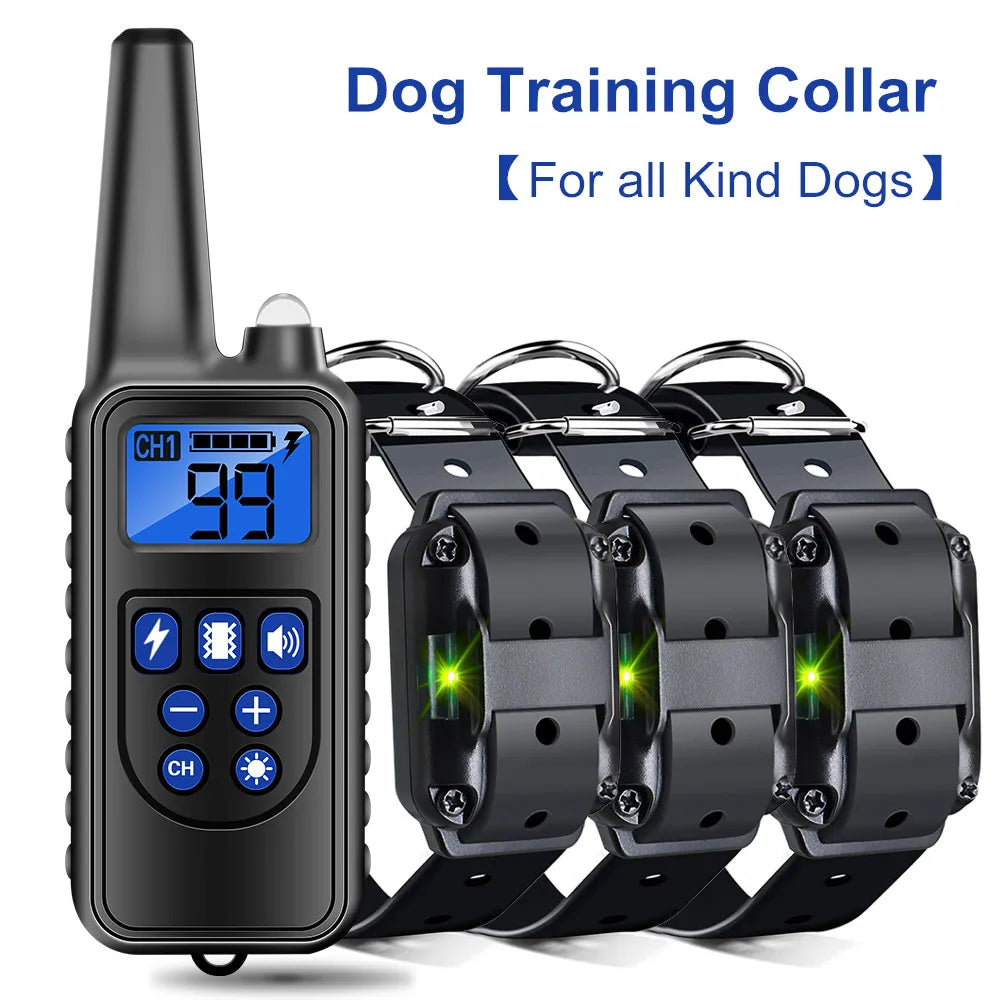 Collier d’Éducation Électrique pour Chien – Étanche, Rechargeable, Télécommande 800m | Anti-Aboiement & Dressage (Choc / Vibration / Son) Ma boutique