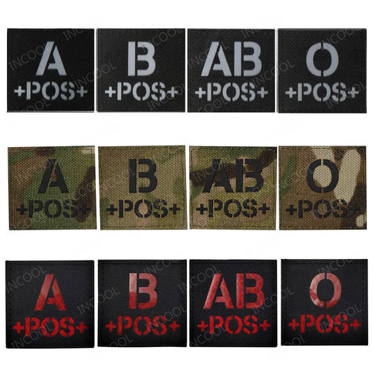 Patch Réfléchissant IR Groupe Sanguin A B AB O POS NKDA – Armband Décoratif pour Vêtements et Sacs - BLACKBEARD OUTDOOR INDUSTRIES
