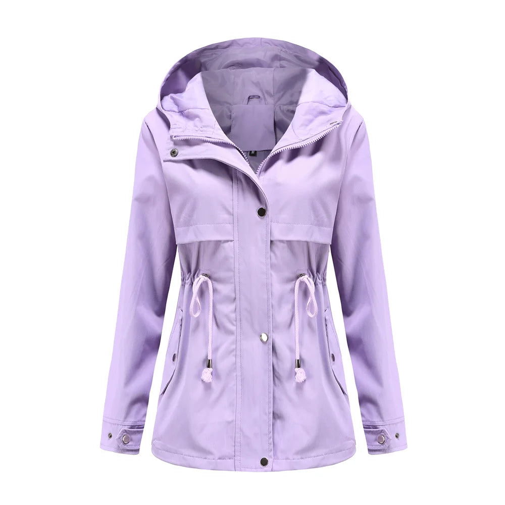 Veste coupe-vent femme à capuche et poches