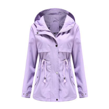 Veste coupe-vent femme à capuche et poches