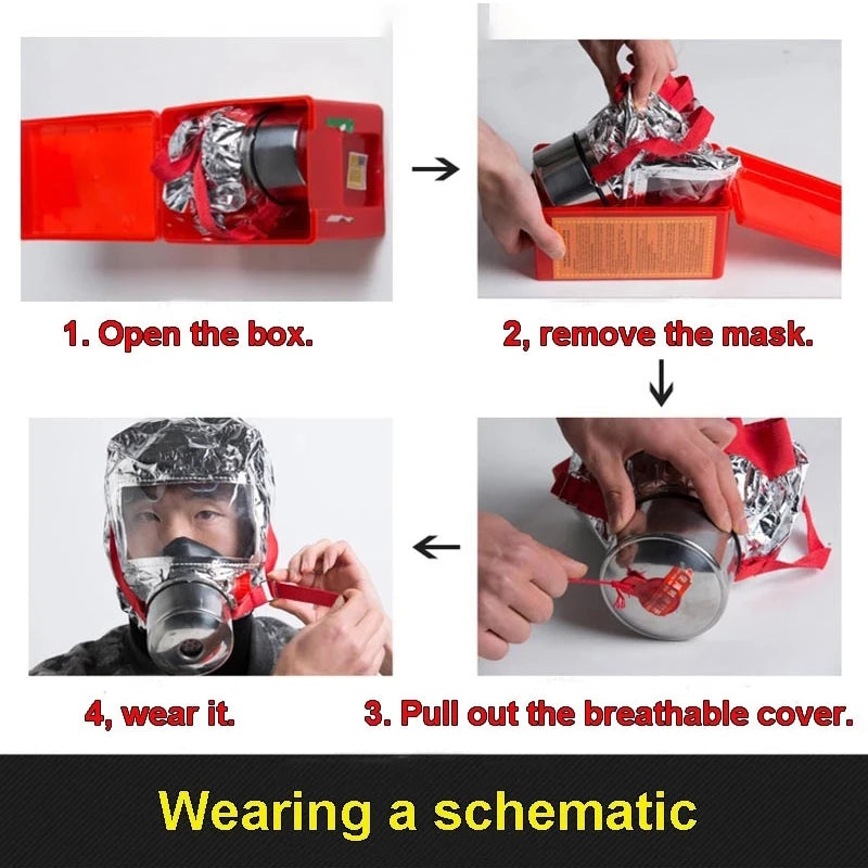 Masque d'Évacuation Incendie 30 Minutes – Respirateur Anti-Fumée & Gaz Toxiques - BLACKBEARD OUTDOOR INDUSTRIES