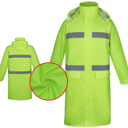 Imperméable Long Réfléchissant Unisexe – Hivizi Étanche • Respirant • Séchage Rapide • Capuche Escamotable - BLACKBEARD OUTDOOR INDUSTRIES