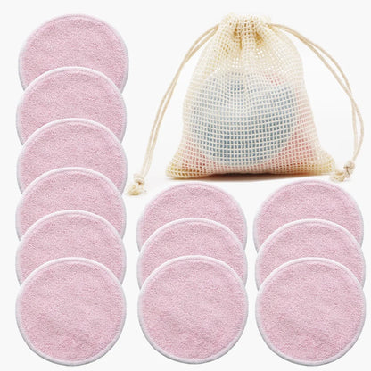 Disques démaquillants lavables en bambou, lot de 12
