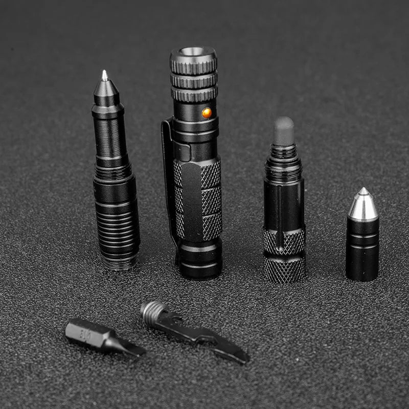 Stylo tactique multifonction avec lampe LED et outils