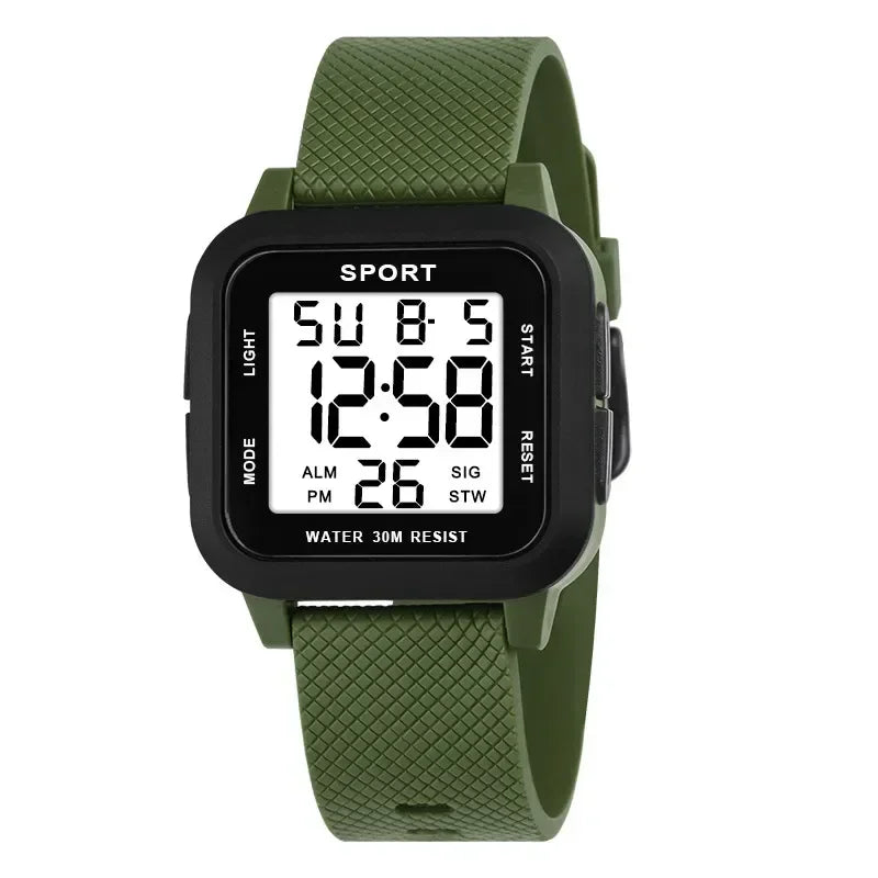 Montre digitale sport 45 mm – Style militaire & rétroéclairage LED