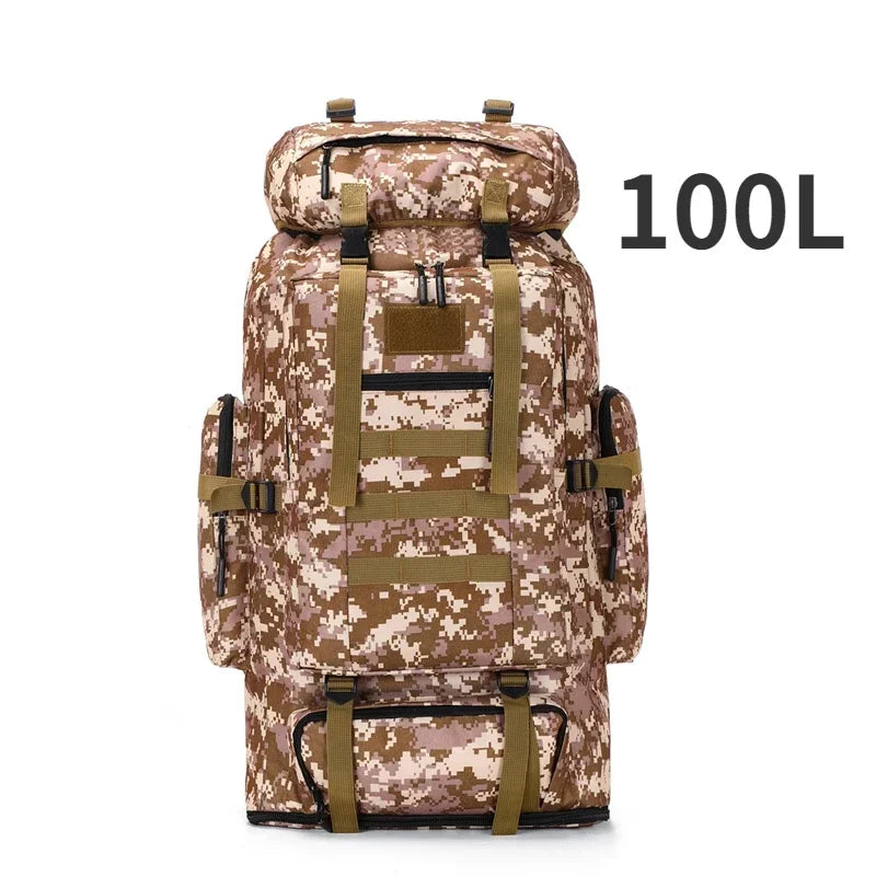 Sac à Dos Alpinisme Tactique 80L/100L Extensible – Randonnée, Camping, Voyage