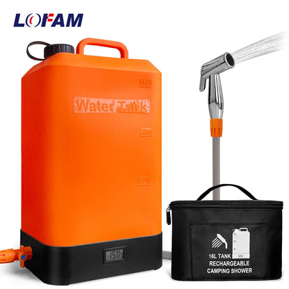 Douche de camping rechargeable USB-C – Sac 16 L et pompe portable