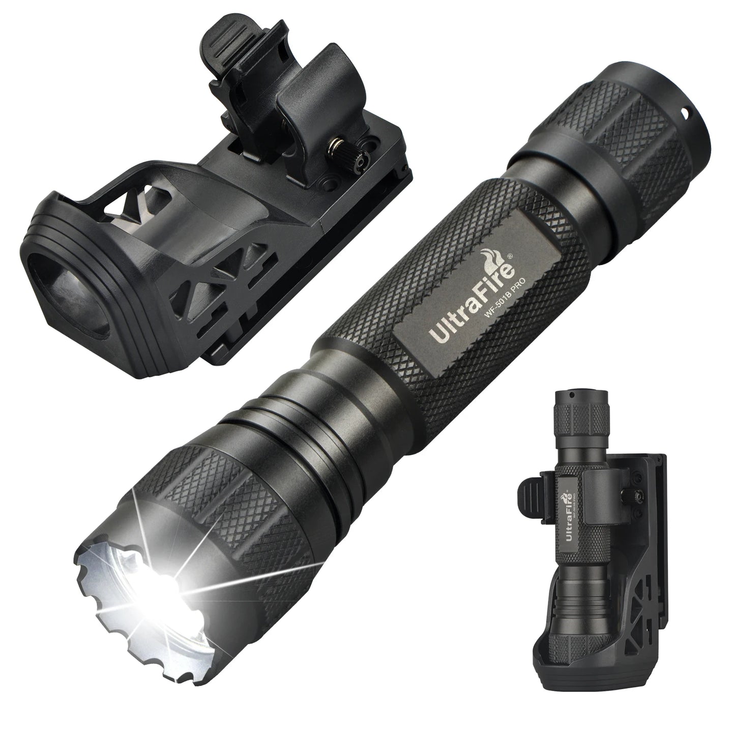 Lampe Torche Tactique UltraFire WF-501B Pro – 1200 Lumens Rechargeable avec Clip Ceinture Tactique W66 - BLACKBEARD OUTDOOR INDUSTRIES
