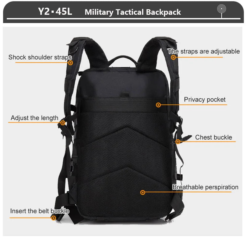 Sac à Dos Tactique 3 Jours – 38/45L | Imperméable, Résistant, Molle | Randonnée, Militaire, Survie - BLACKBEARD OUTDOOR INDUSTRIES