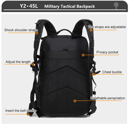 Sac à Dos Tactique 3 Jours – 38/45L | Imperméable, Résistant, Molle | Randonnée, Militaire, Survie - BLACKBEARD OUTDOOR INDUSTRIES
