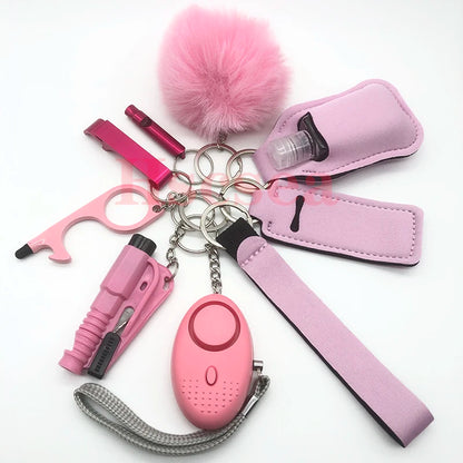 Kit porte-clés de sécurité femme 10 pièces avec dragonne