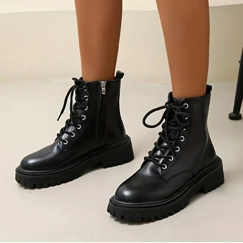 Bottines Femme Plateforme Fourrées – Zip Latéral Bout Rond Hiver