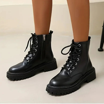 Bottines Femme Plateforme Fourrées – Zip Latéral Bout Rond Hiver