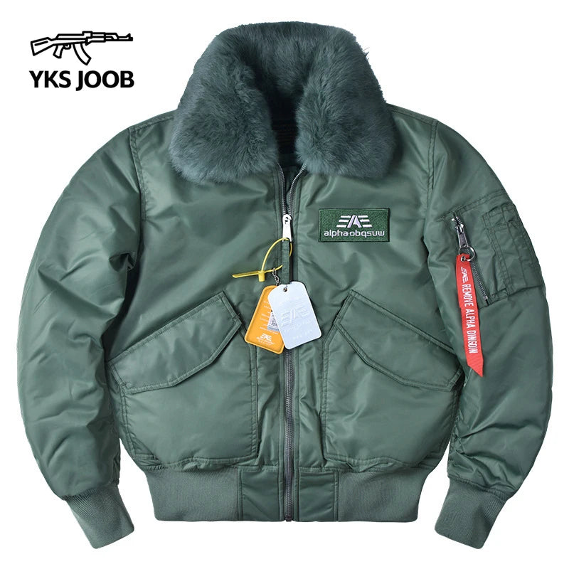 Veste Hiver Épaissie Homme | Style Pilote avec Col en Fourrure | Veste Parker Cargo Tactique - BLACKBEARD OUTDOOR INDUSTRIES