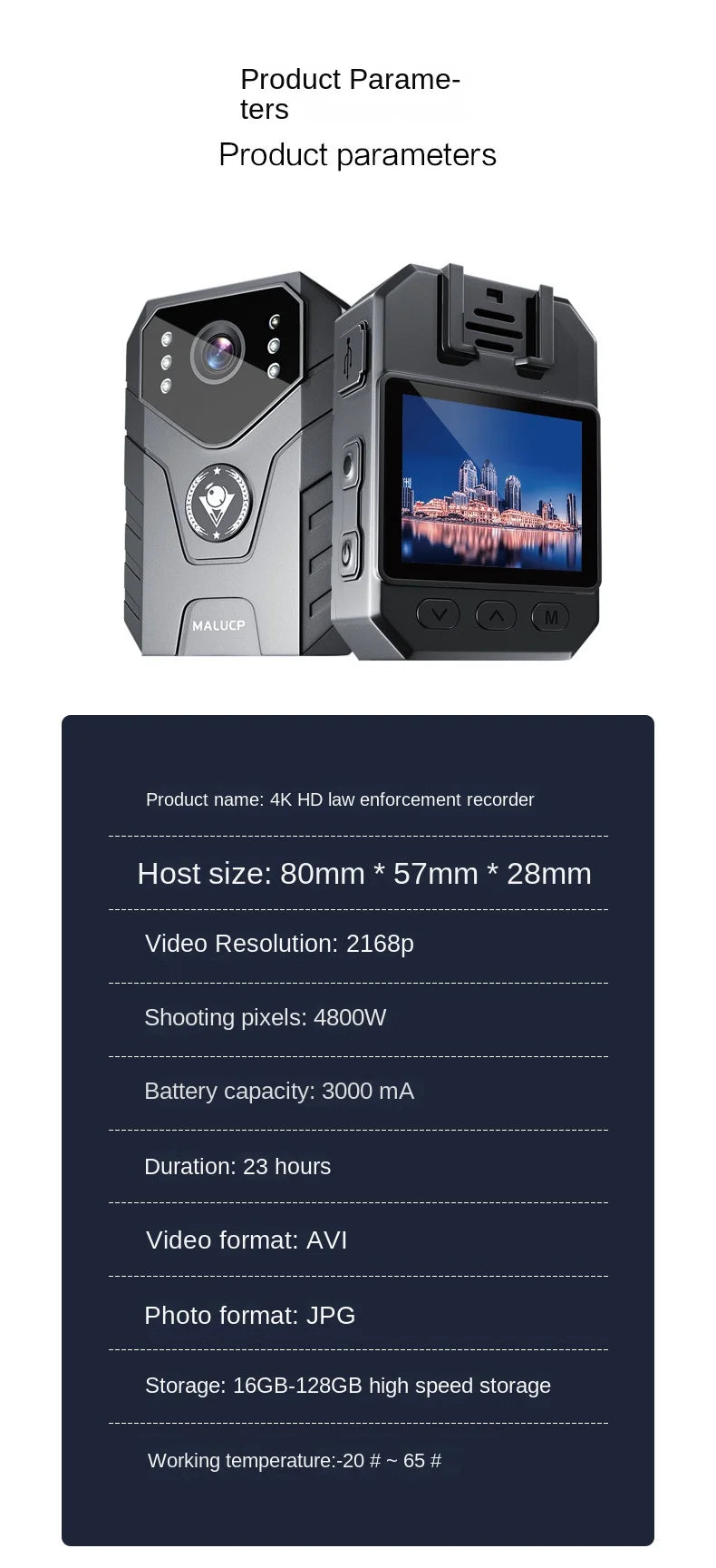 4K Digtal Body Camera Waterproof 1080P Infrared Night Vision Ma boutique