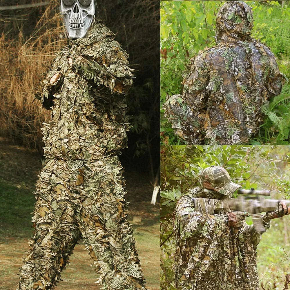 Combinaison Ghillie 3D Camouflage Tactique – Tenue de Chasse, Airsoft & Sniper | Homme, Femme, Enfant