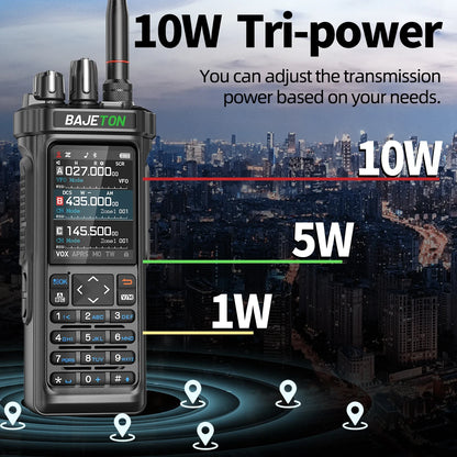 BAJETON BJ-9000 – talkie-walkie APRS GPS 10W, VHF/UHF & CB 27 MHz, récepteur AM/FM/SSB, programmation Bluetooth, USB‑C, triple veille - BLACKBEARD OUTDOOR INDUSTRIES