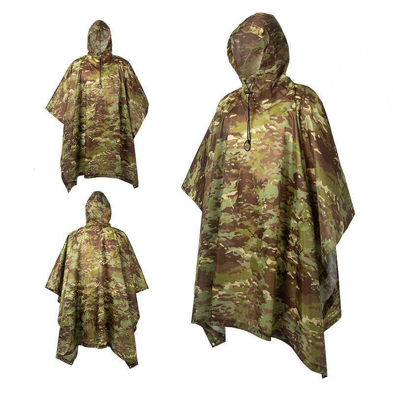 Poncho de Pluie Tactique Militaire - Imperméable, Polyvalent, avec Capuche Ajustable et Sac de Rangement BLACKBEARD OUTDOOR INDUSTRIES