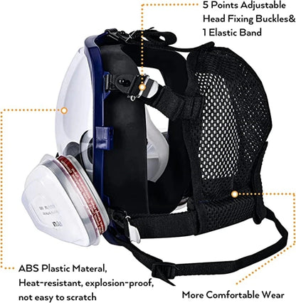 Masque à Gaz Chimique 6800 — Respirateur Anti-poussière et Anti-buée avec Filtres pour Gaz Organiques, Gaz Acides, Ammoniac et Soudure - BLACKBEARD OUTDOOR INDUSTRIES