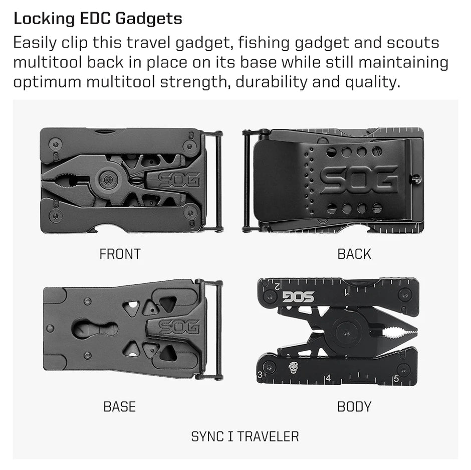 SOG Sync I Traveler EDC Multi-tool with 10 Survival Tools, Tactical & Outdoor Camping Supplies, Portable Travel & Hiking Kit Set BLACKBEARD OUTDOOR INDUSTRIES