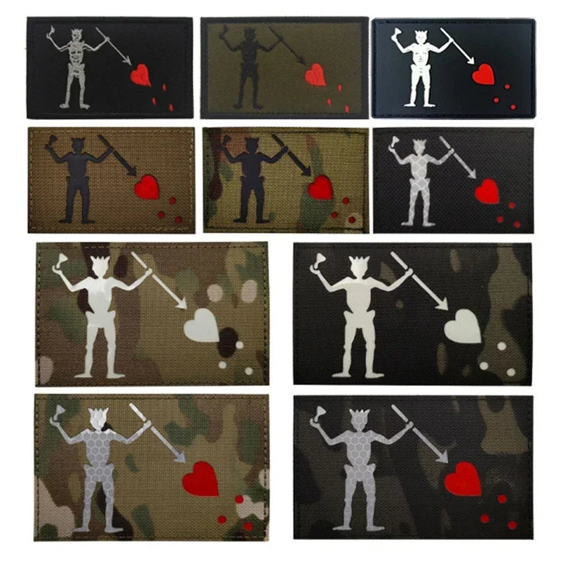 Patch Drapeau Pirate Barbe Noire IR Réfléchissant – Tactique Militaire Hook & Loop, 11 Modèles - BLACKBEARD OUTDOOR INDUSTRIES
