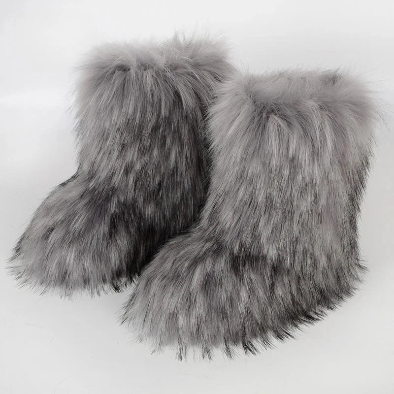Bottes d’hiver femme fourrées en fausse fourrure