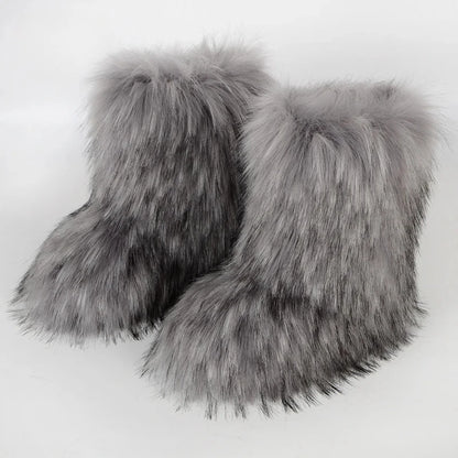 Bottes d’hiver femme fourrées en fausse fourrure